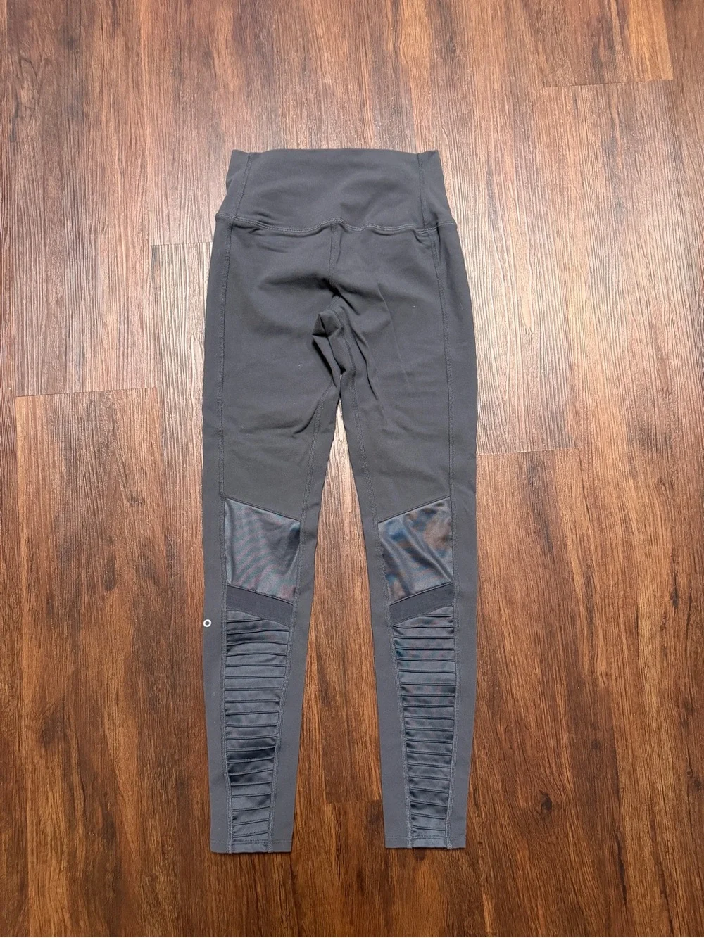Alo Yoga Slate Gray Moto Leggings Ribbed Mesh Activewear